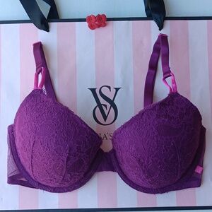 Victoria's Secret Purple Bra Lined Demi/Demi Double Size34D